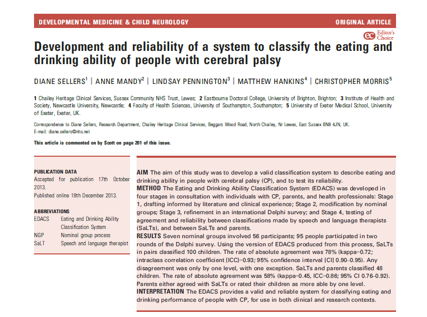 EDACS: Eating & Drinking Ability Classification System